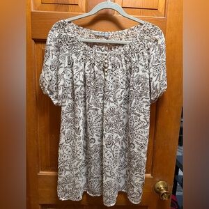 Apt. 9 Cream and Brown Floral Blouse